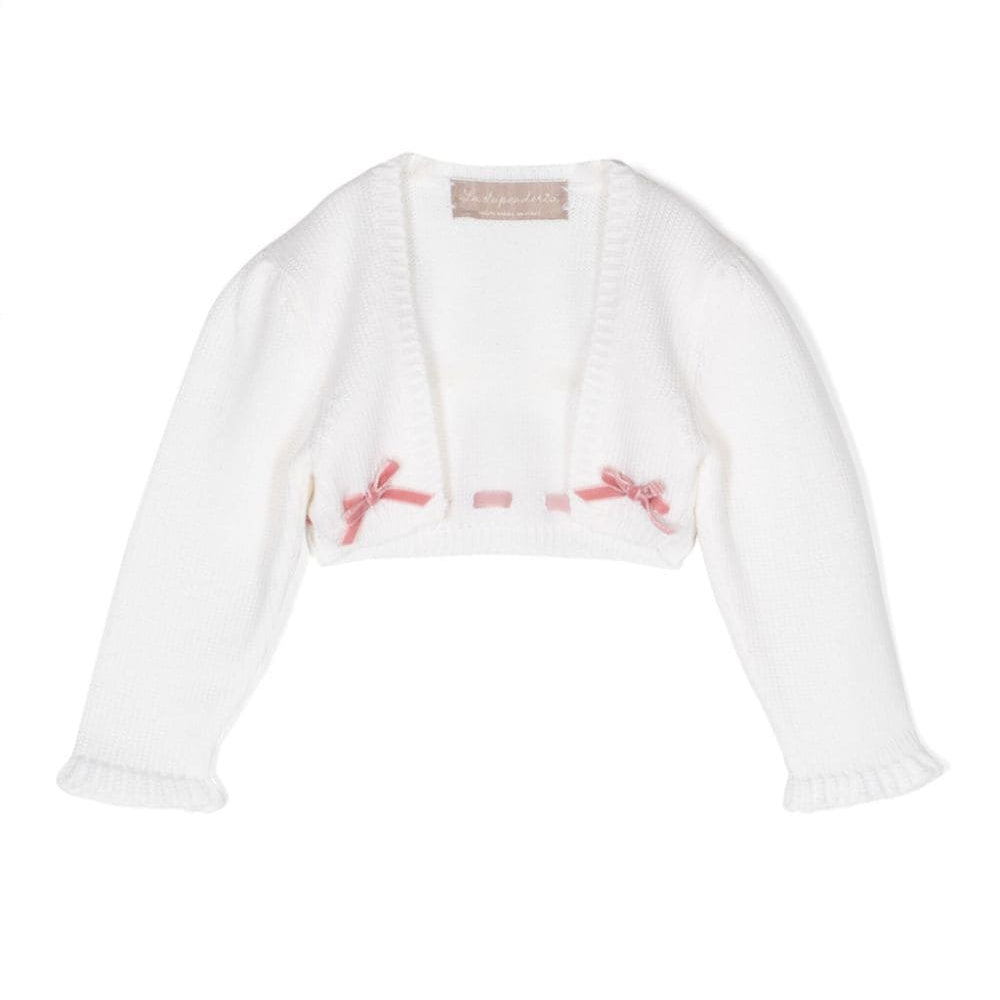 Cardigan crop per neonata La Stupenderia bianco con fiocco WCSP64 PIN LA STUPENDERIA KIDS