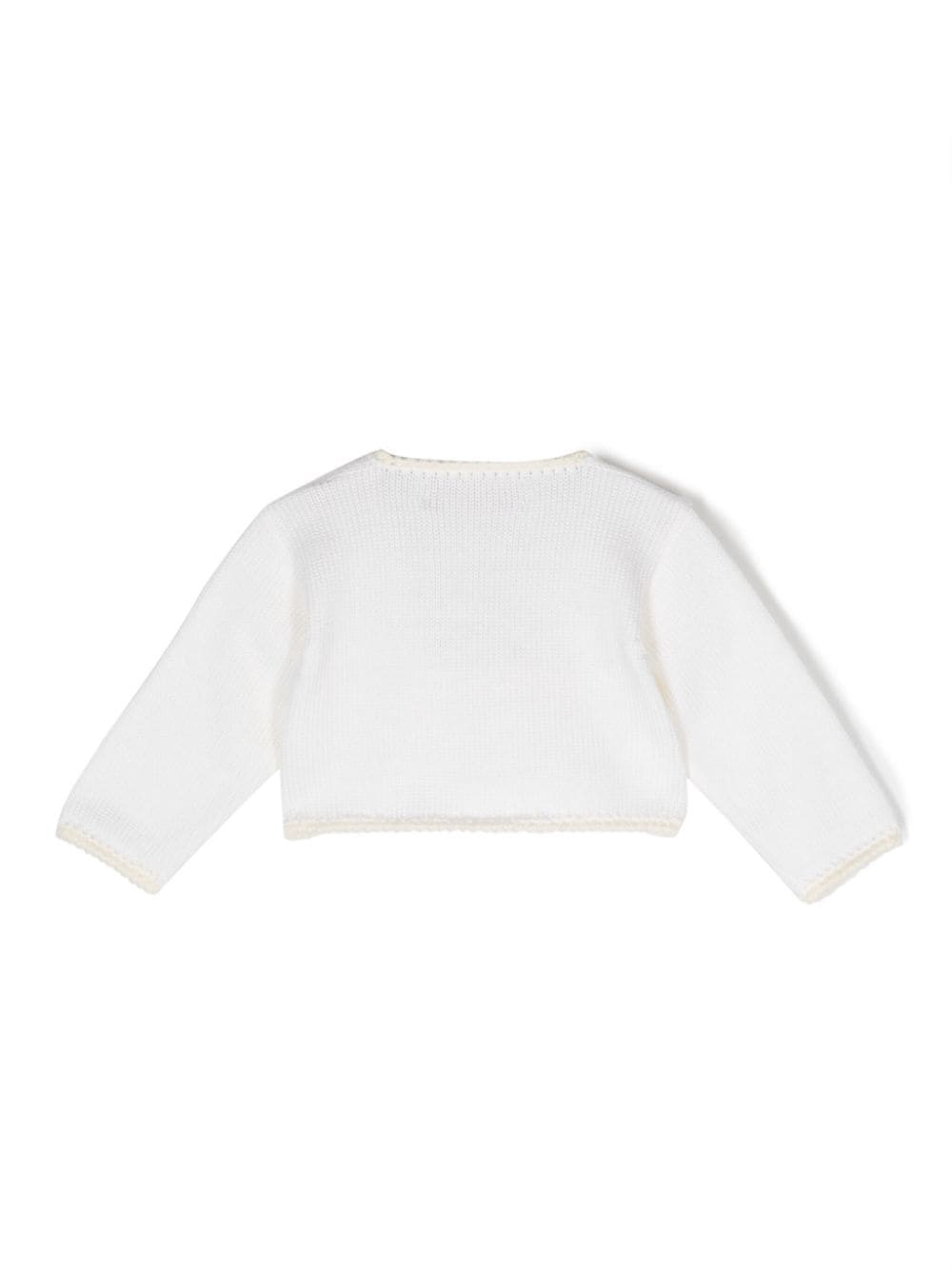 Cardigan doppiopetto per neonata La Stupenderia bianco con scollo quadrato WBSC60 800 LA STUPENDERIA KIDS
