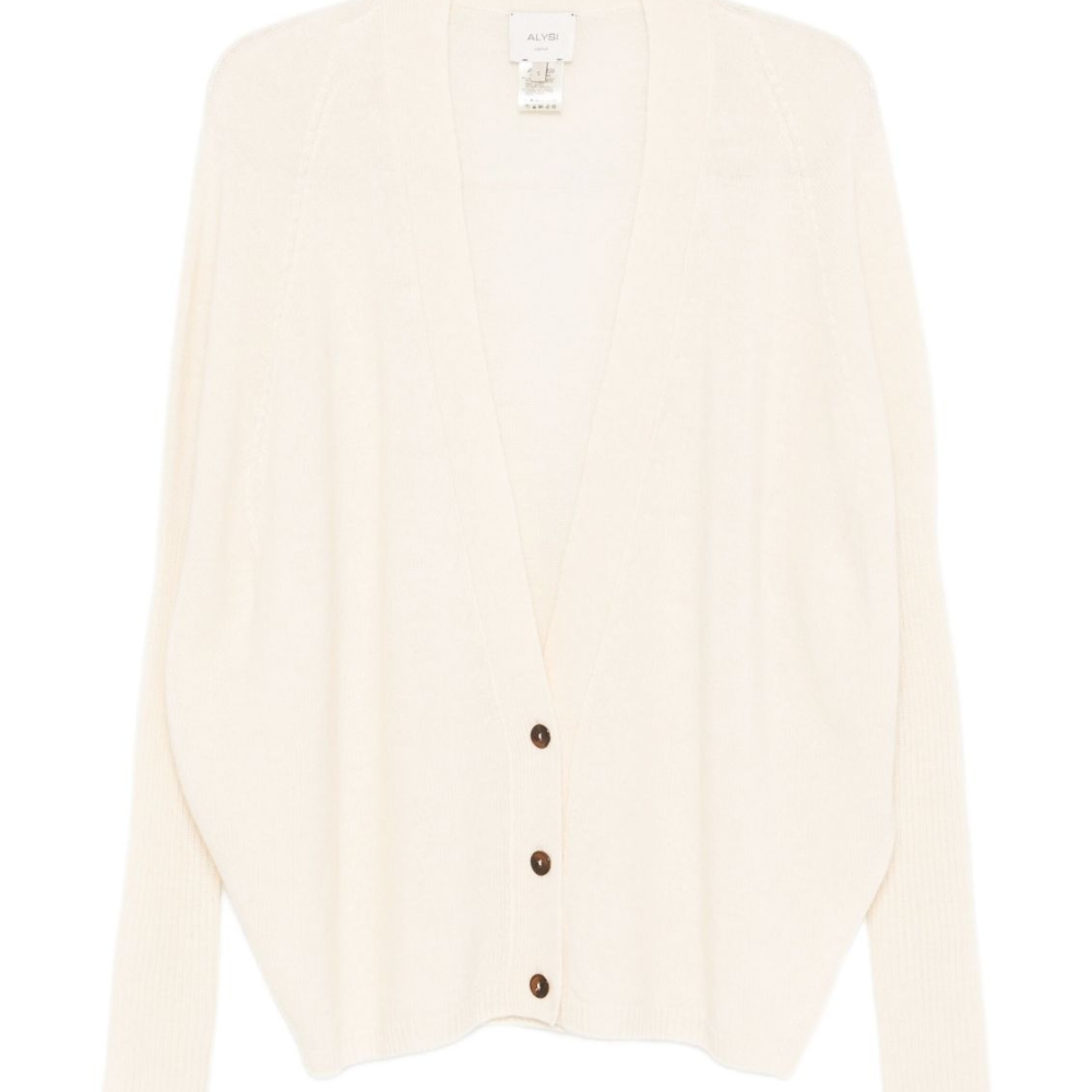 Cardigan per donna ALYSI bianco con scollo a V 265414 A5034 MERIN ALYSI