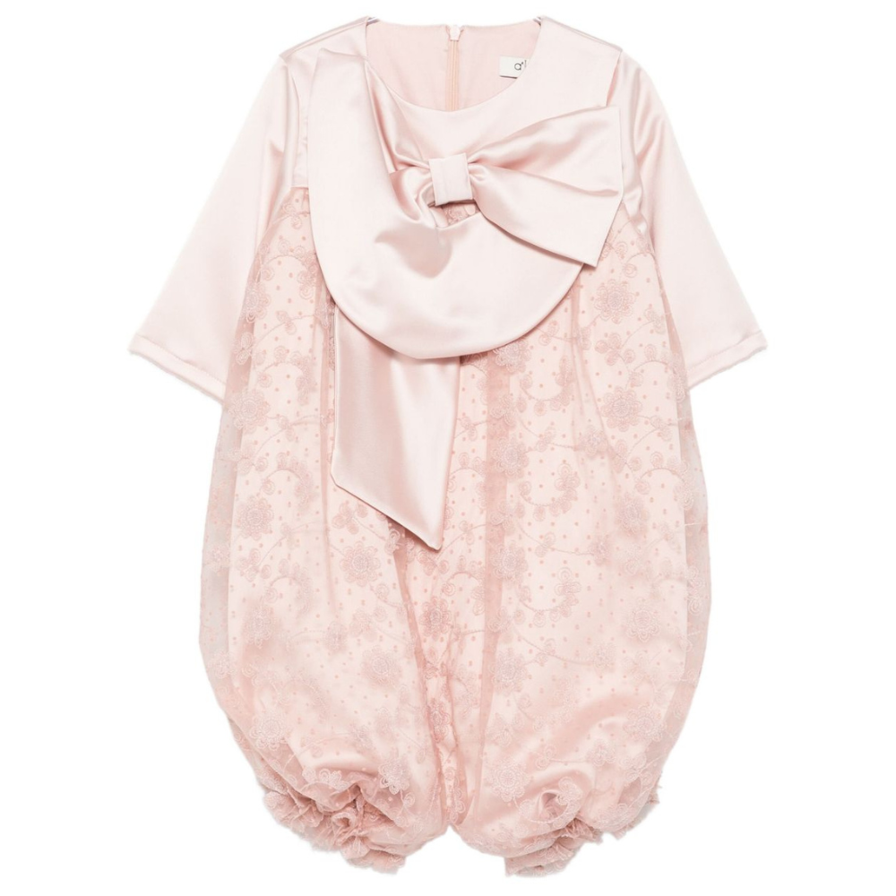 Abito per bambina A'lapage rosa con motivo floreale con rose AL14 ROSA A'LAPAGE KIDS