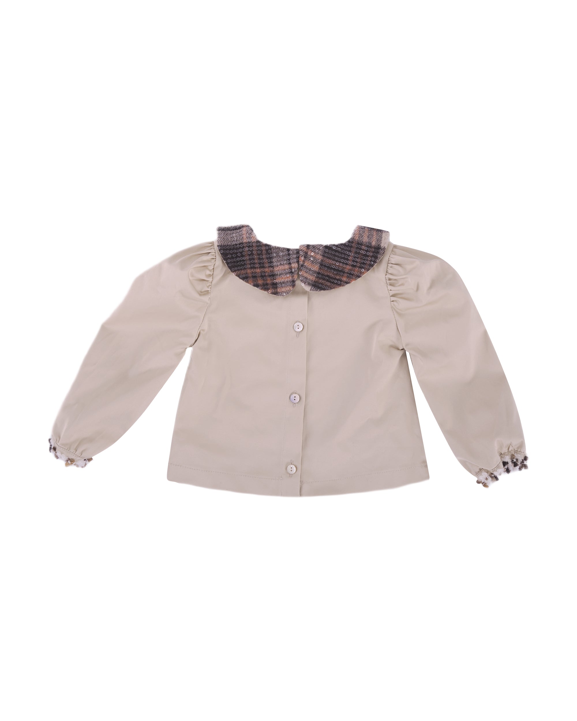 Camicia per neonata A'lapage beige con colletto con motivo scozzese AL22NB BEIGE A'LAPAGE KIDS