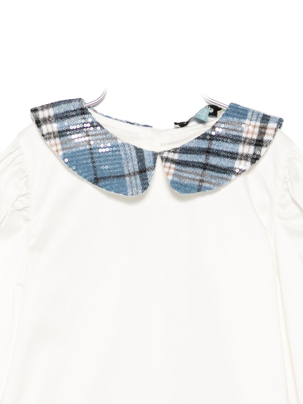 Camicia per bambina A'lapage bianca con colletto a motivo scozzese AL22 OFF WHITE A'LAPAGE KIDS