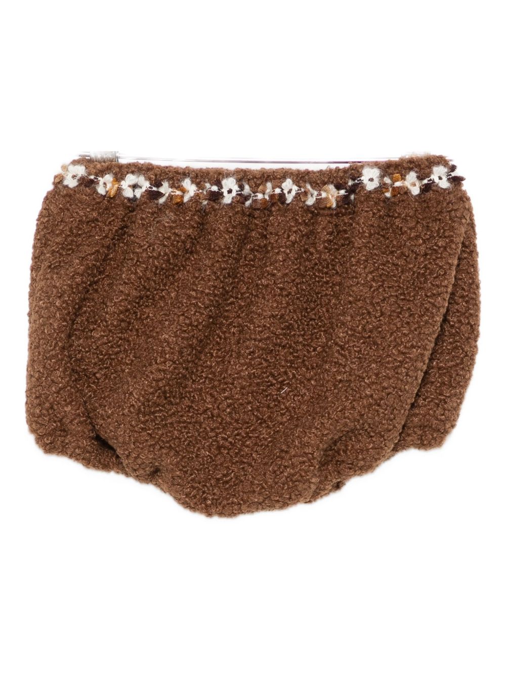 Shorts per neonata A'lapage marroni con ricamo floreale AL25NB CACAO A'LAPAGE KIDS