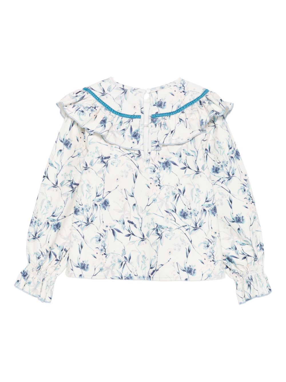 Camicia per bambina A'lapage bianca con decorazioni floreali azzurre AL27B NAVY A'LAPAGE KIDS