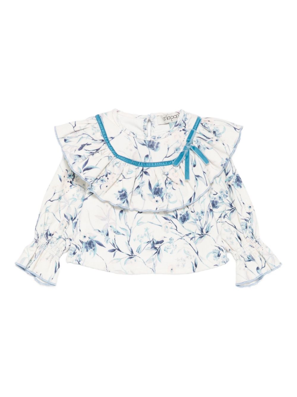 Camicia per neonata A'lapage azzurra con stampa floreale AL27BNB NAVY A'LAPAGE KIDS