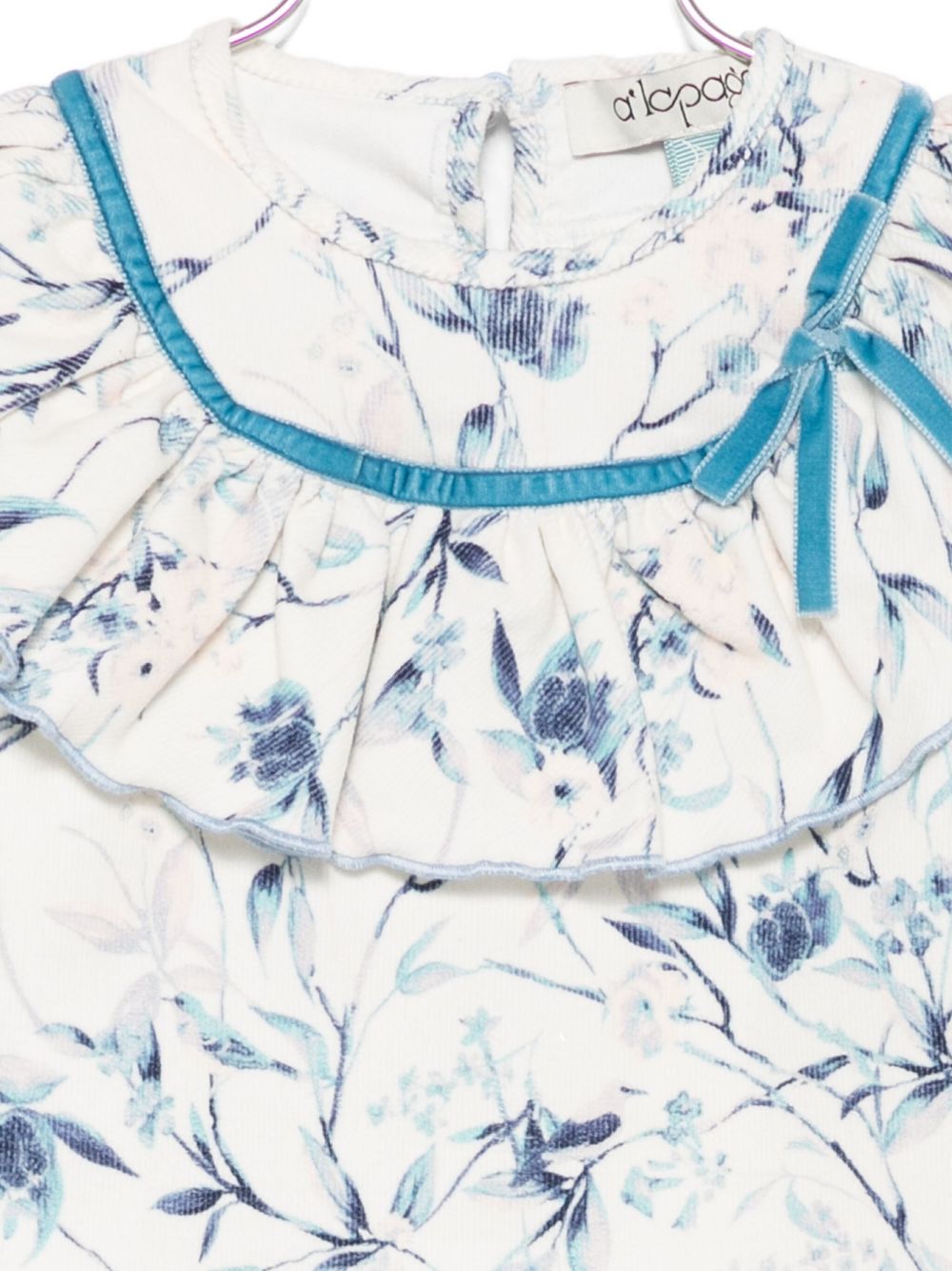Camicia per neonata A'lapage azzurra con stampa floreale AL27BNB NAVY A'LAPAGE KIDS