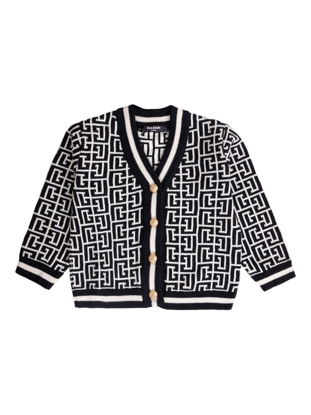 Cardigan per neonato Balmain Kids multicolore con motivo geometrico BX9510 Z2312 104NE BALMAIN KIDS