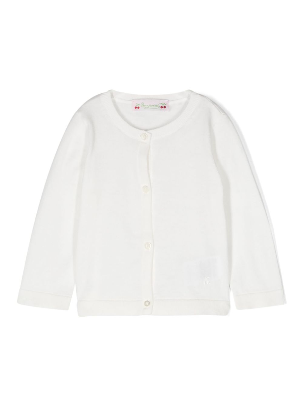 Cardigan per neonata Bonpoint bianco con logo ricamato PEBDA2557CA 102 BONPOINT KIDS