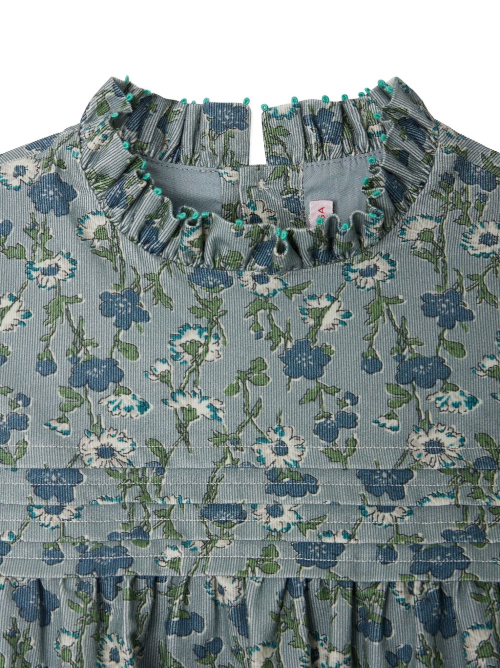 Abito per bambina Bonpoint blu a fiori con ruches W05GDRW00053 543B BONPOINT KIDS