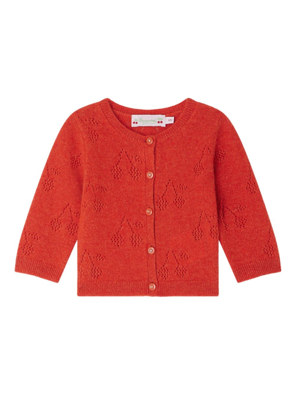 Cardigan per neonata Bonpoint rosso con motivo a ciliegie W05XCAK00005 037B BONPOINT KIDS