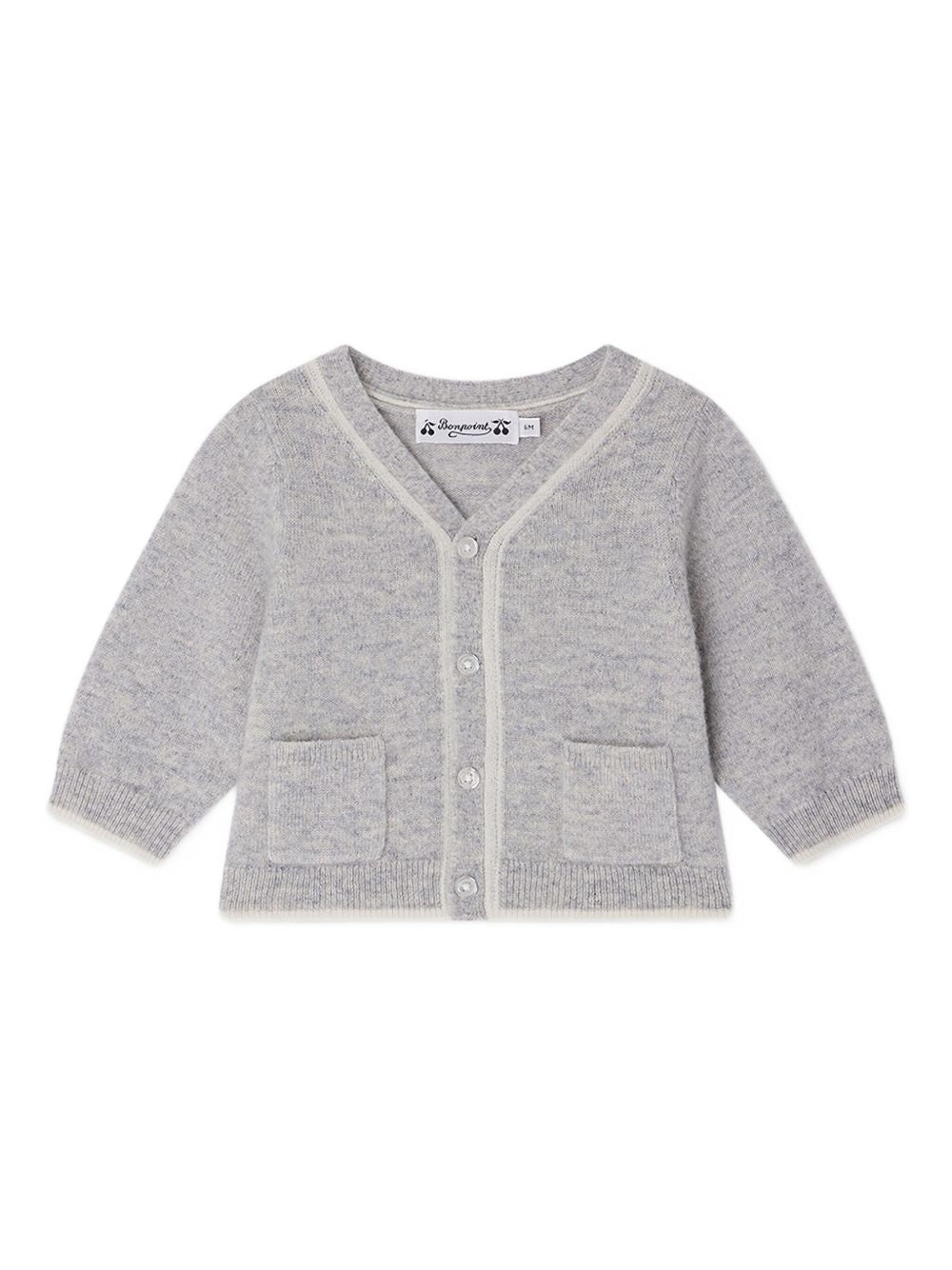 Cardigan per neonato Bonpoint grigio con applicazione W05YCAK00001 014A BONPOINT KIDS