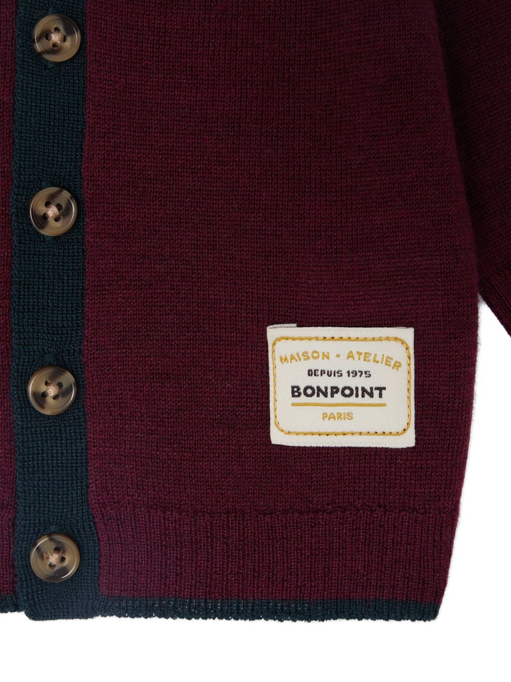 Cardigan per neonato Bonpoint rosso scuro in lana con bottoni W05YCAK00004 253 BONPOINT KIDS