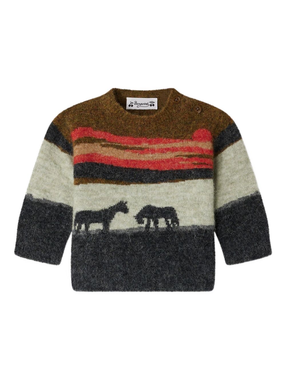Maglione per neonato Bonpoint multicolor a righe con silhouette animalier W05YJUK00003 946 BONPOINT KIDS