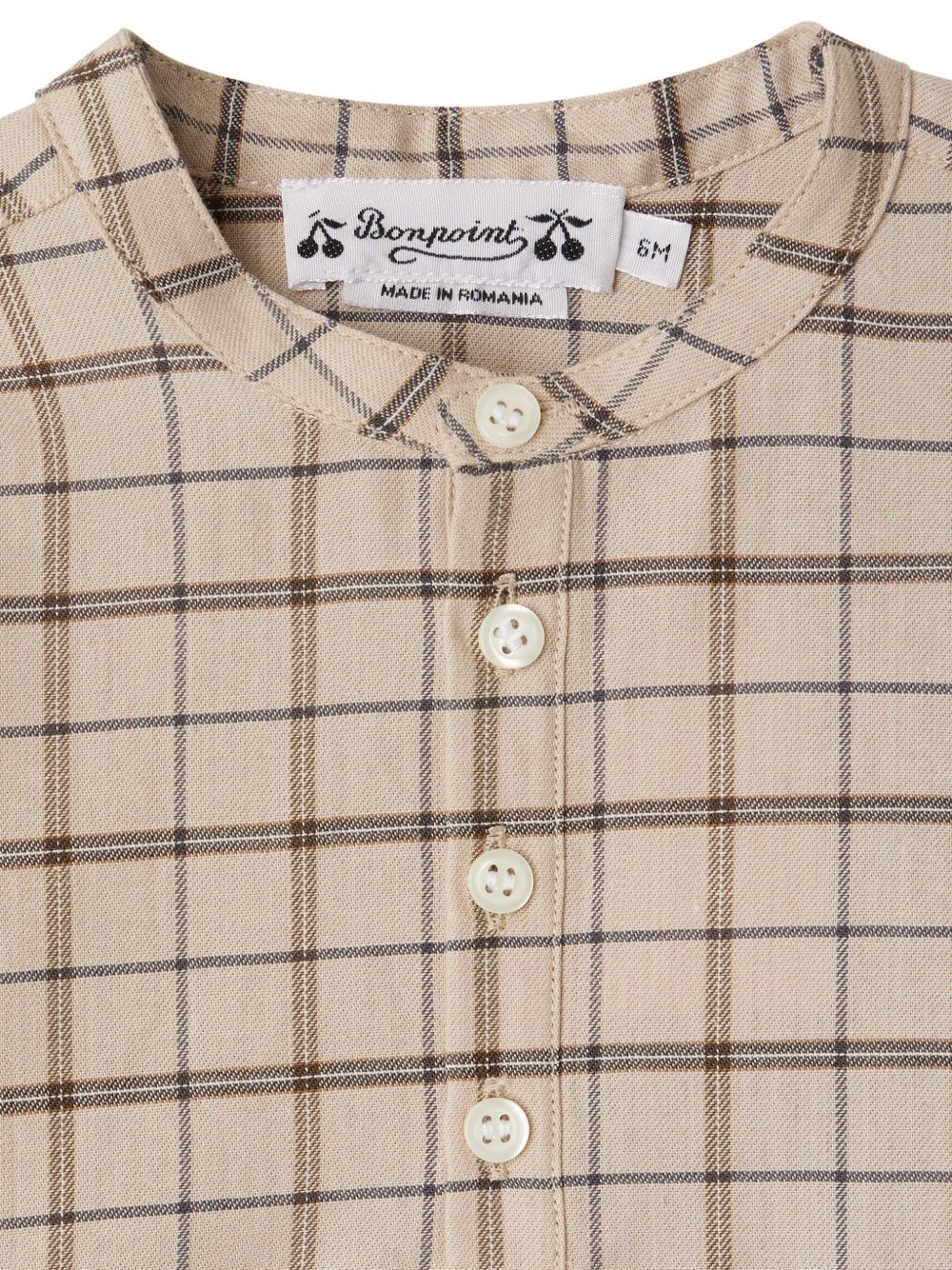 Polo per neonato Bonpoint beige con abbottonatura e motivo a quadri W05YSHW00006 365 BONPOINT KIDS
