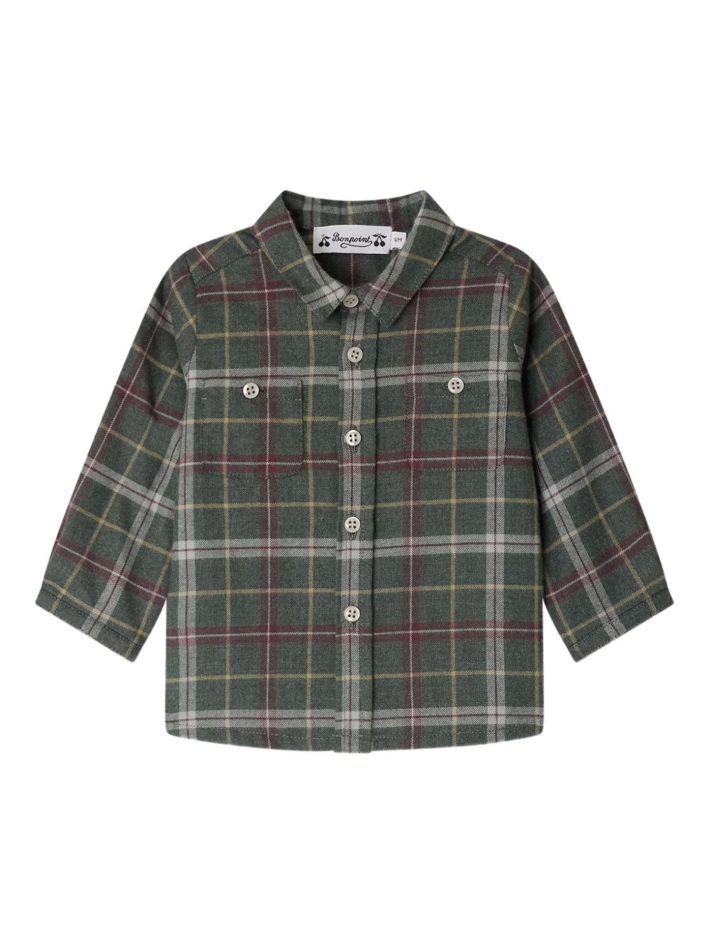 Camicia per neonato Bonpoint verde con motivo a quadri W05YSHW00011 395A BONPOINT KIDS