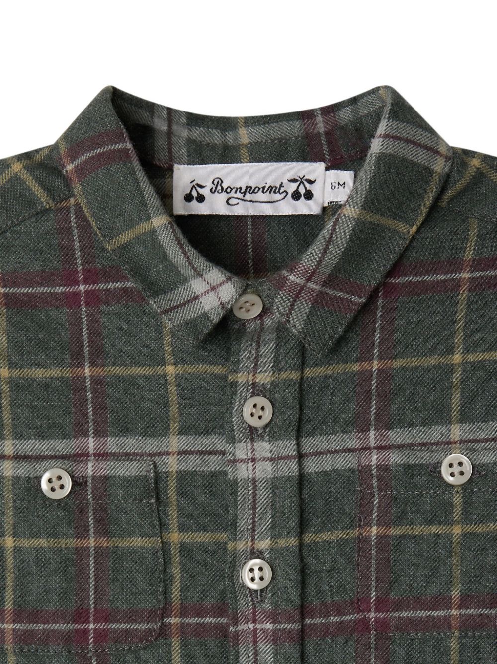 Camicia per neonato Bonpoint verde con motivo a quadri W05YSHW00011 395A BONPOINT KIDS
