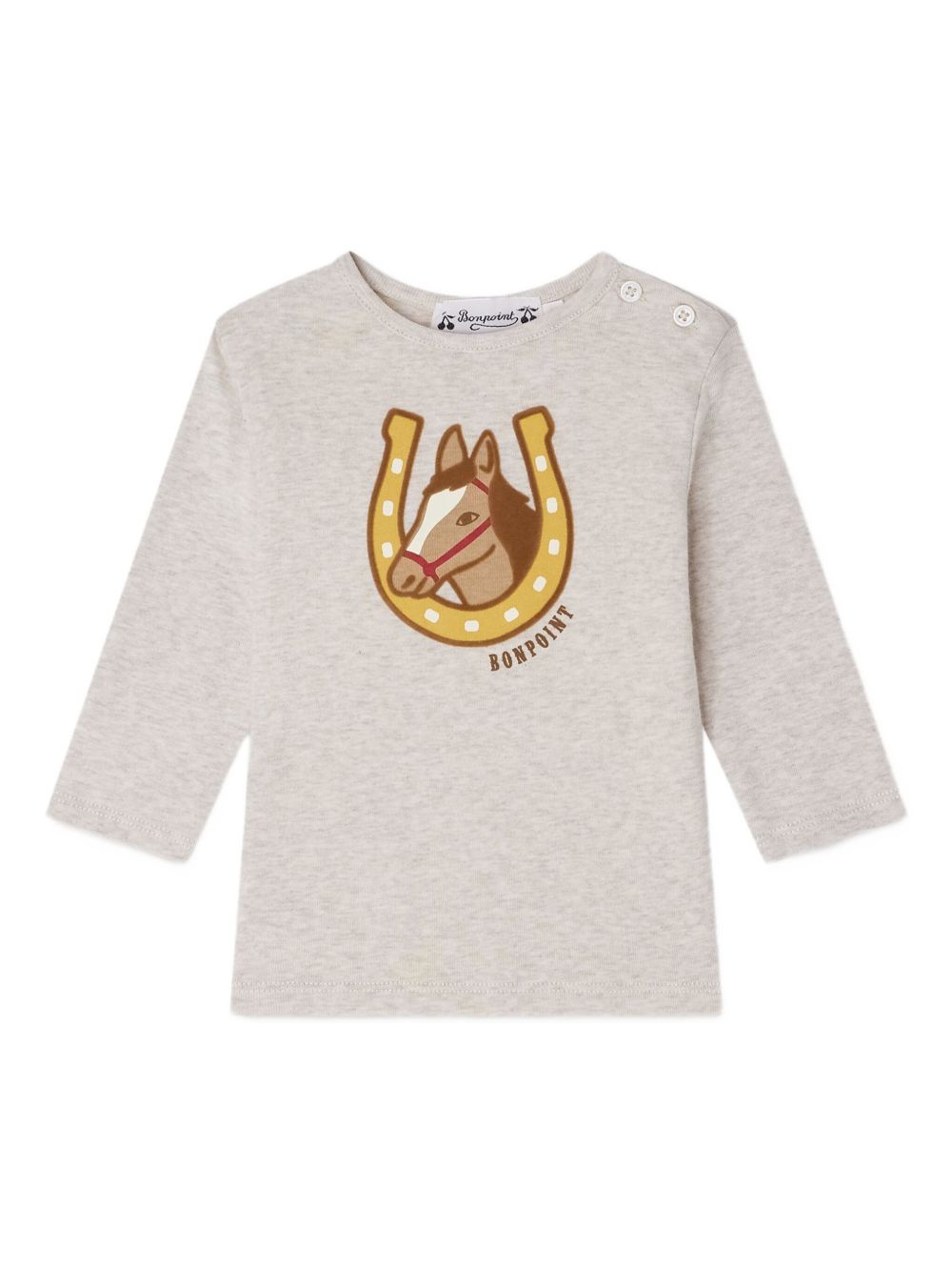 T-shirt per neonato Bonpoint beige con stampa ferro di cavallo W05YTSK00002 160A BONPOINT KIDS