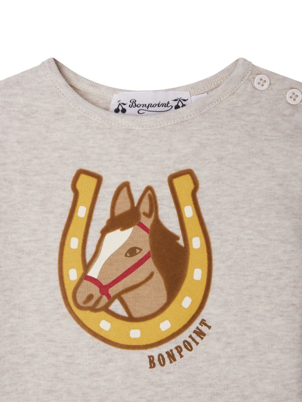 T-shirt per neonato Bonpoint beige con stampa ferro di cavallo W05YTSK00002 160A BONPOINT KIDS
