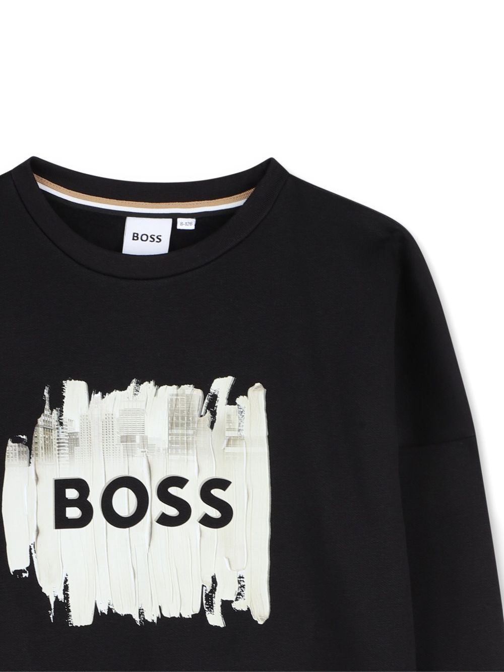 Felpa per bambino Boss Kids nera con stampa con logo J52356 09B BOSS KIDS