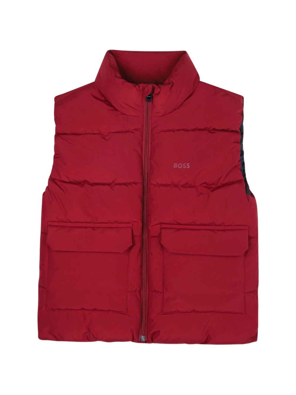 Gilet imbottito per bambino BOSS Kids rosso con colletto rialzato J52397 96D BOSS KIDS