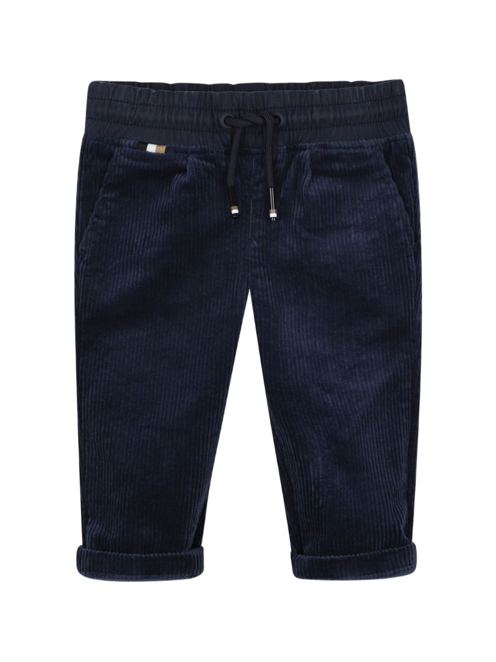 Pantaloni per neonato Boss Kidswear blu a coste con vita elasticizzata J52438 849 BOSS KIDS