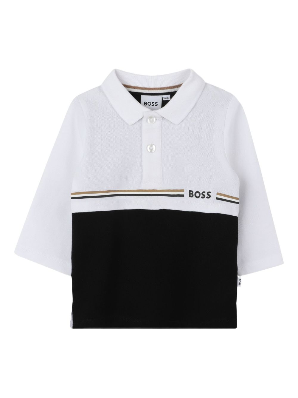 Polo per neonato Boss Kids bianca e nera con design color-block J52456 09B BOSS KIDS