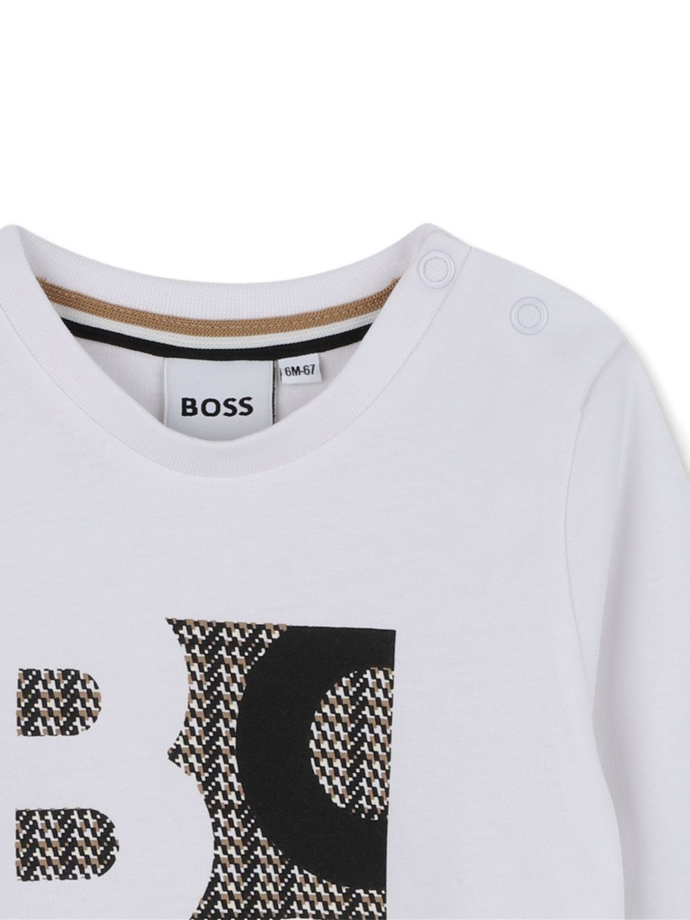 T-shirt per neonato Boss Kidswear bianco con stampa con logo J52472 N50 BOSS KIDS