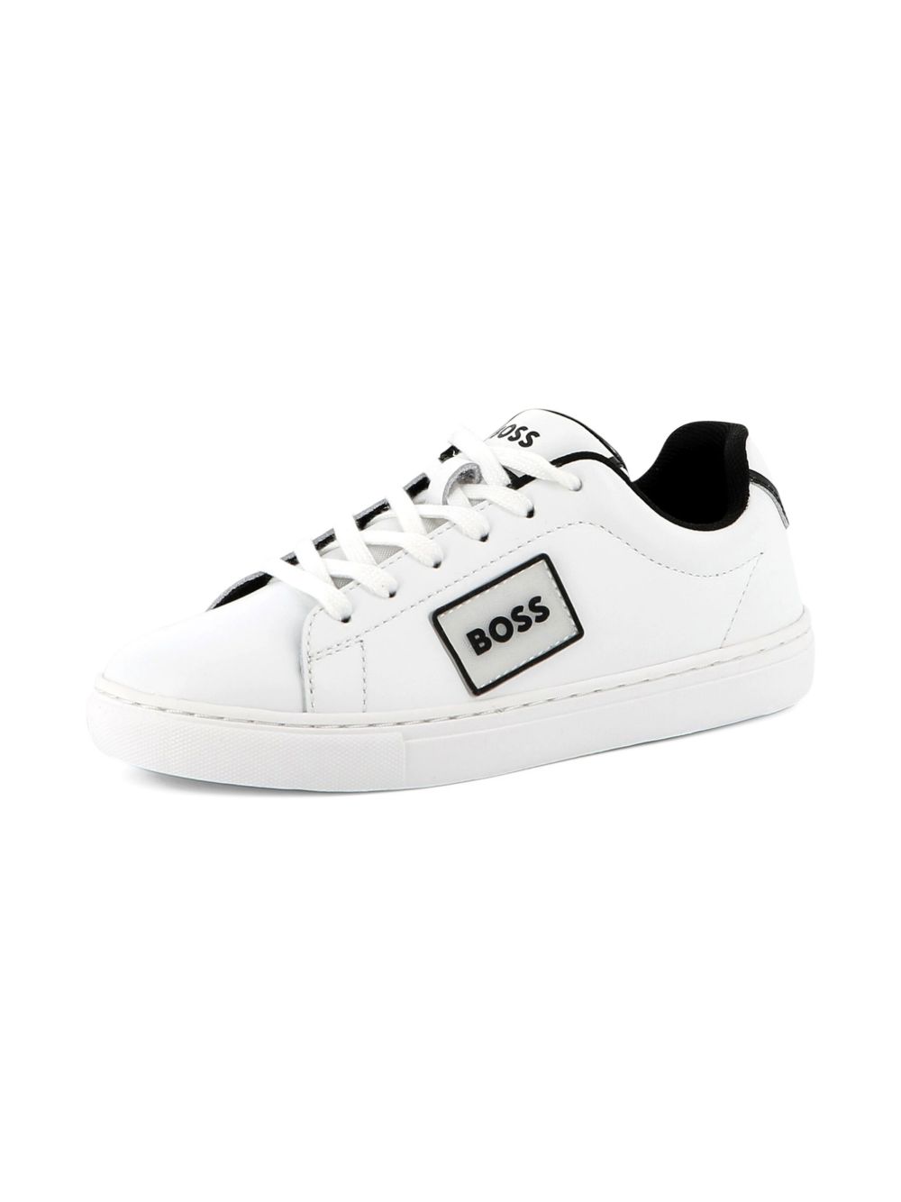 Sneakers per bambino BOSS Kids bianche con dettaglio con placca con logo J52554 10P BOSS KIDS