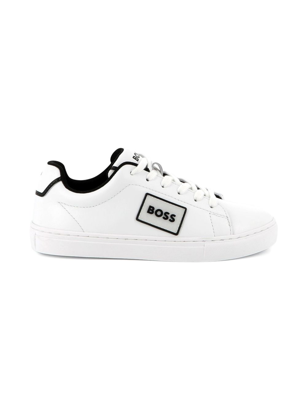 Sneakers per bambino BOSS Kids bianche con dettaglio con placca con logo J52554 10P BOSS KIDS