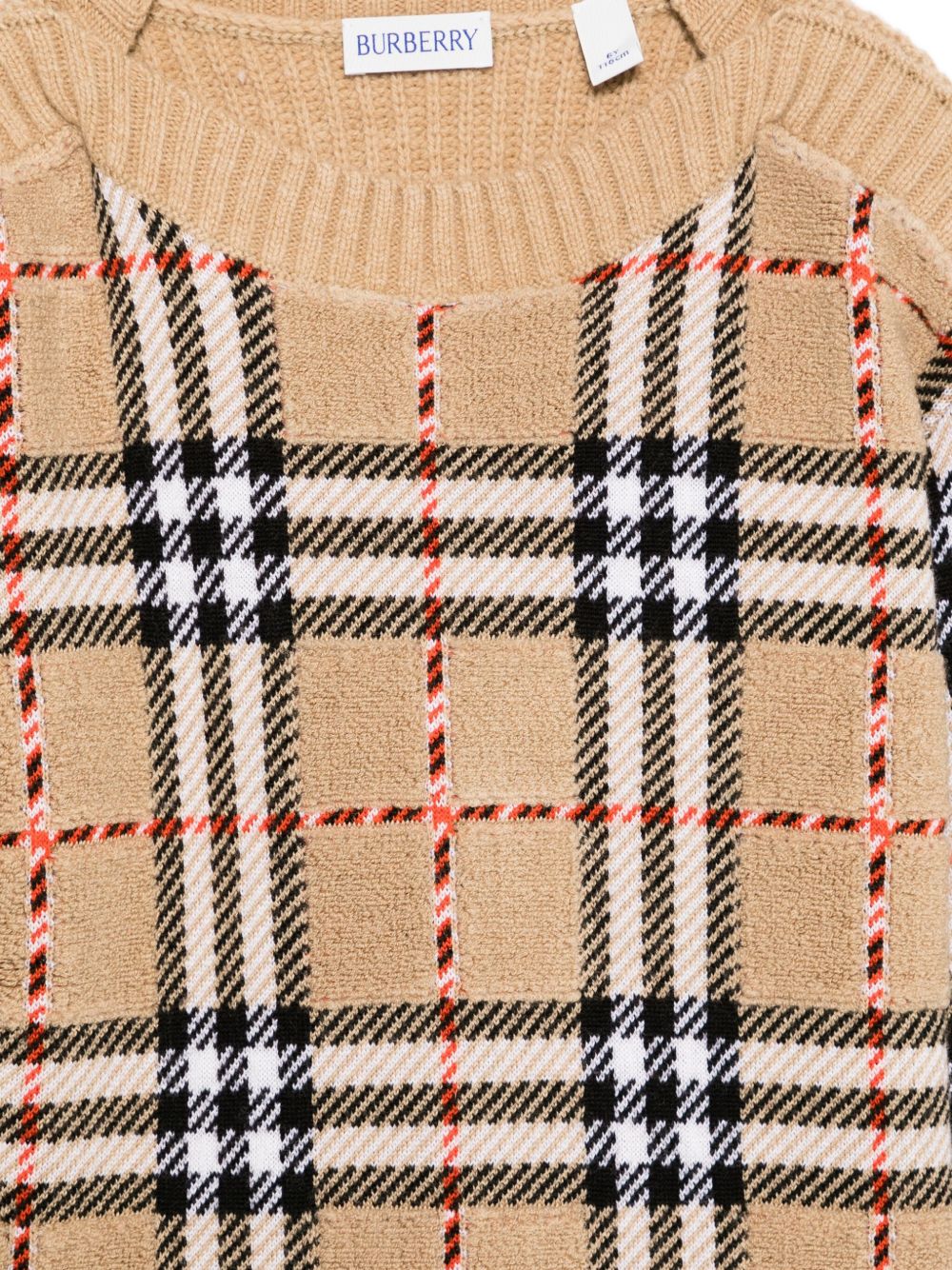 Maglione per bambina Burberry Kids beige con motivo a quadri 8105822 B9368 BURBERRY KIDS