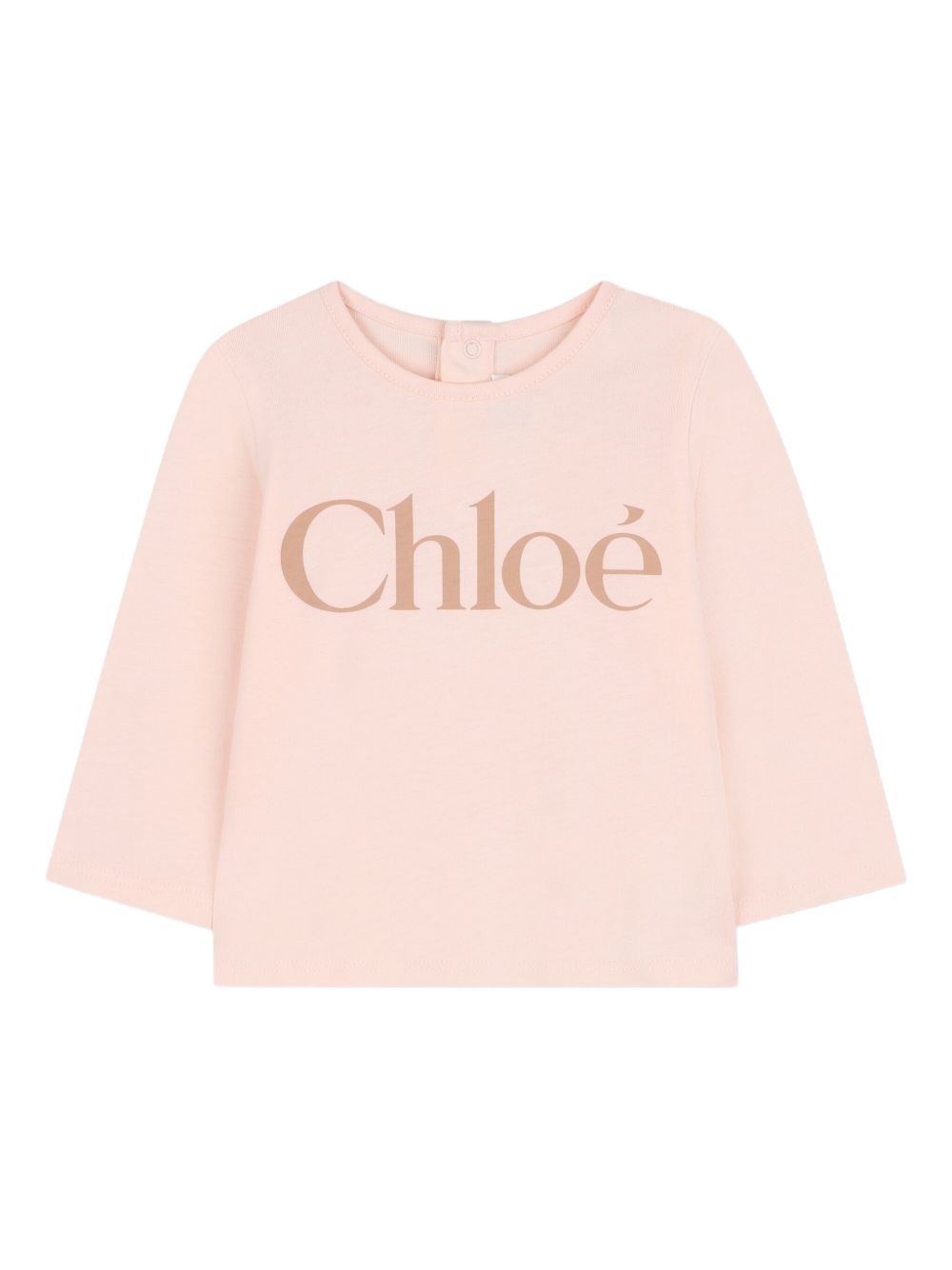 T-shirt per neonata Chloé Kids rosa a maniche lunghe con logo C20700 46J CHLOE' KIDS