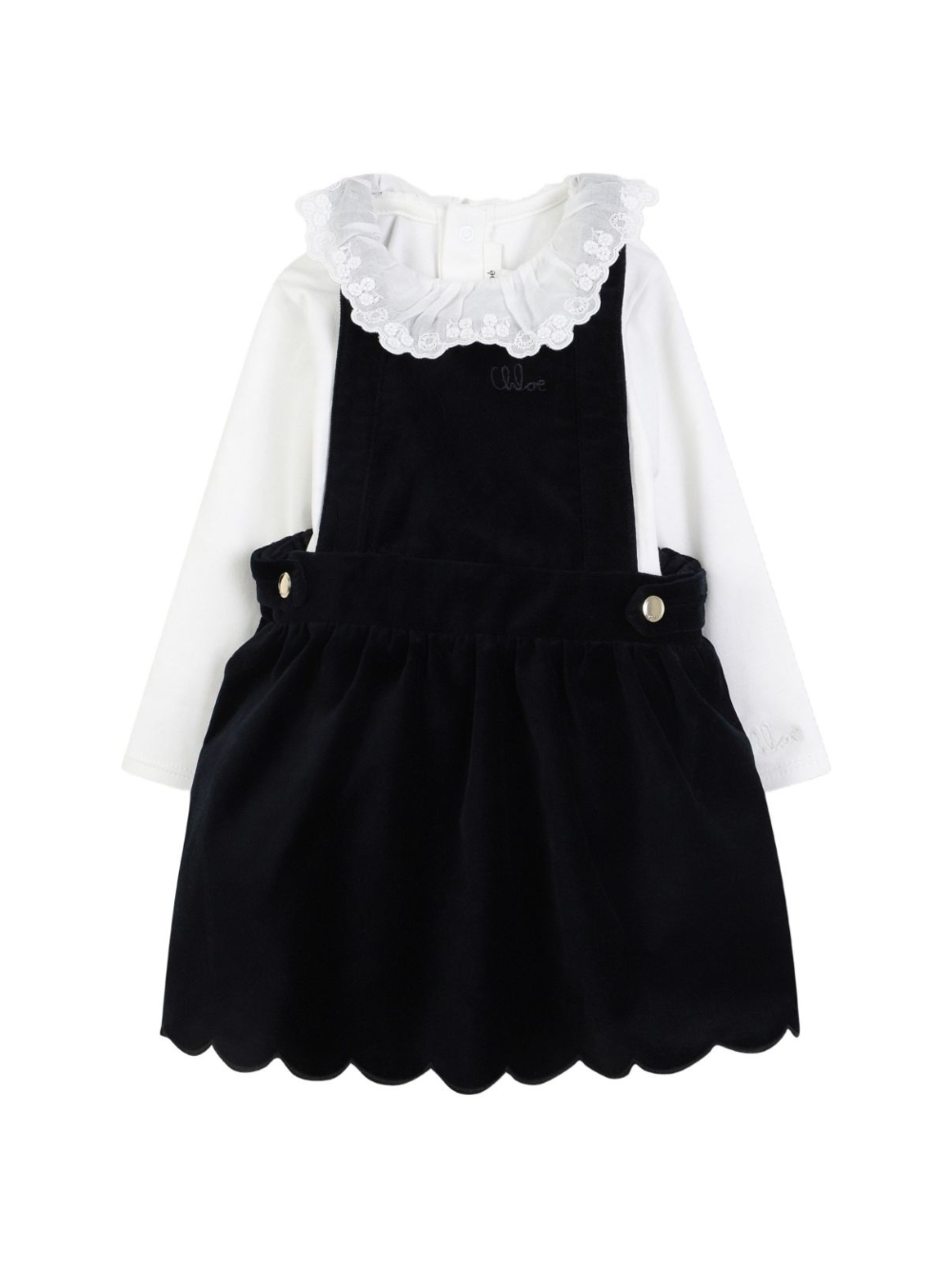 Abito per neonata Chloé Kids blu con colletto arricciato C20716 N68 CHLOE' KIDS