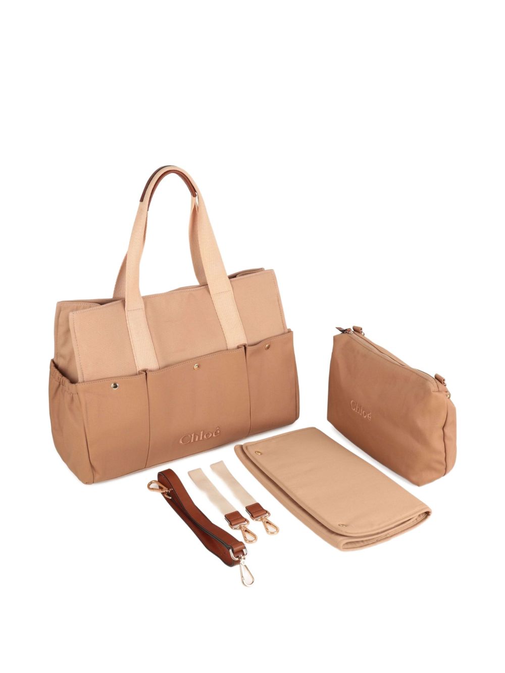 Borsa fasciatoio per neonati Chloé Kids beige con dettaglio logo C20764 244 CHLOE' KIDS