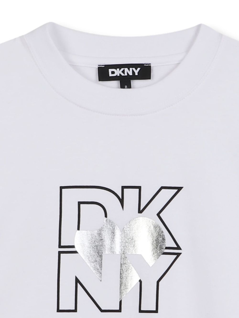 T-shirt per bambina DKNY Kids bianca con stampa con logo D62417 10B DKNY KIDS