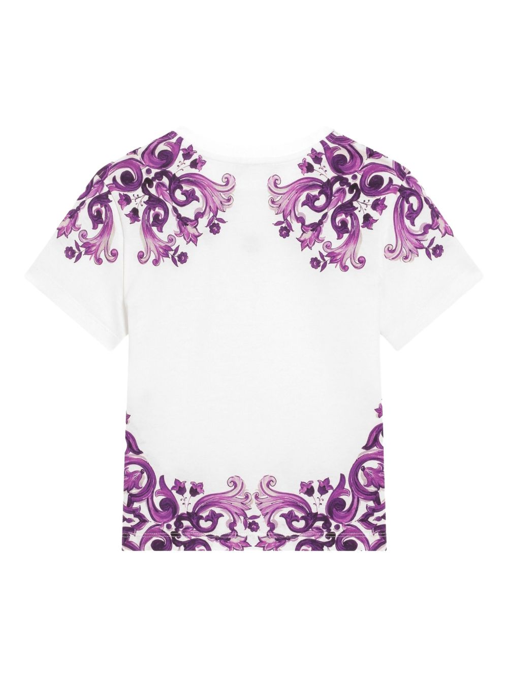 T-shirt per bambina Dolce & Gabbana Kids bianco con stampa maioliche L5JTNK II7H3 I23TN DOLCE & GABBANA KIDS