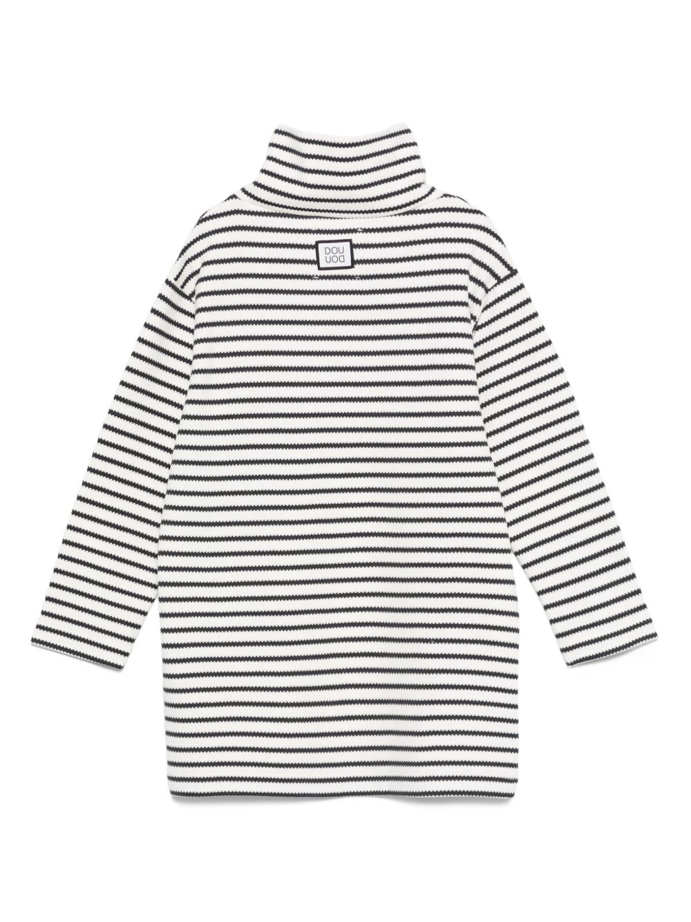 Abito per bambina Douuod Kids bianco e nero con collo alto DX1A20 Z3381 101GR DOUUOD KIDS
