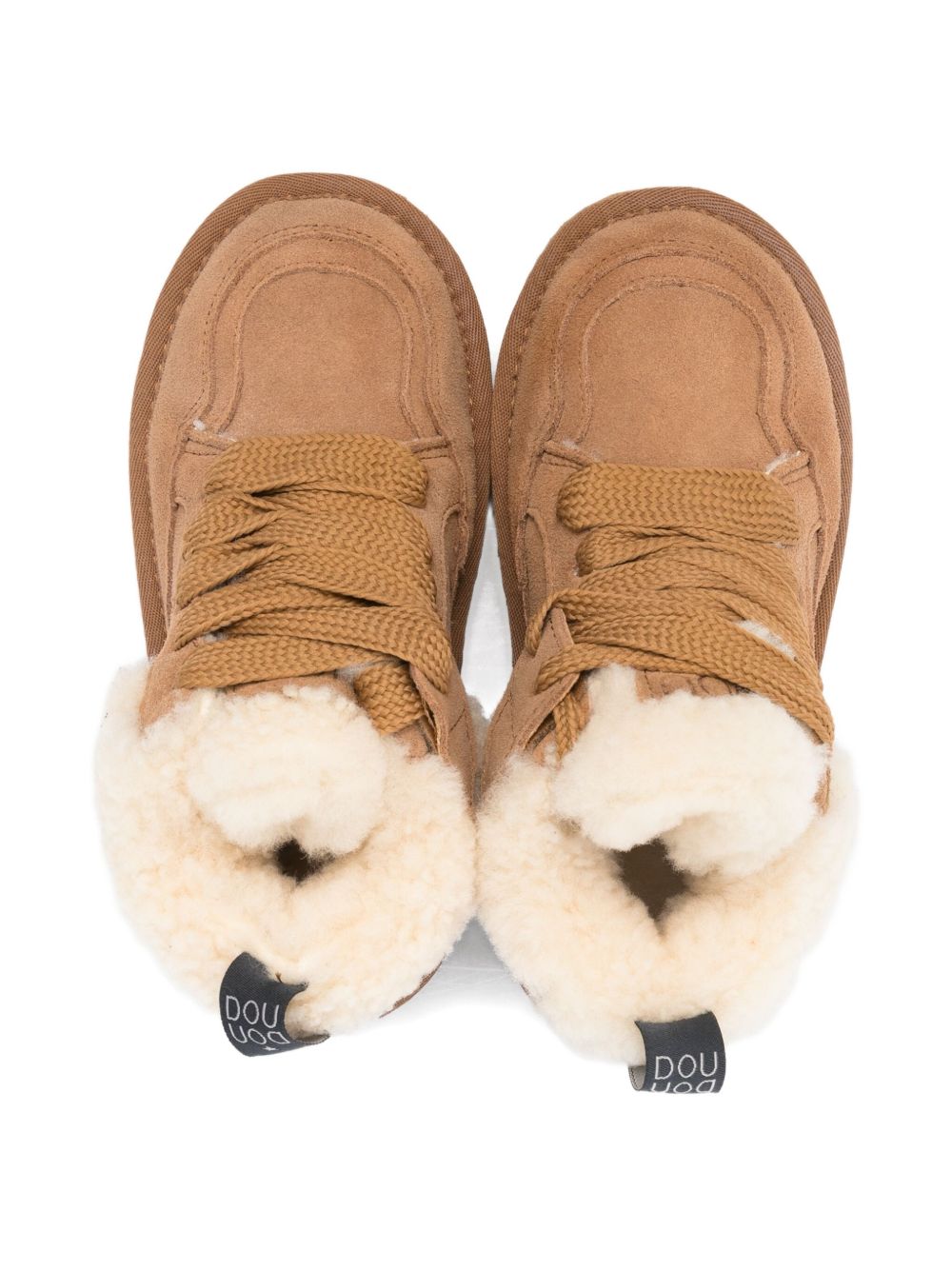Sneakers per bambini Douuod Kids beige in pelle scamosciata con finiture in pelliccia sintetica POLSNEAK555 POLAR DOUUOD KIDS