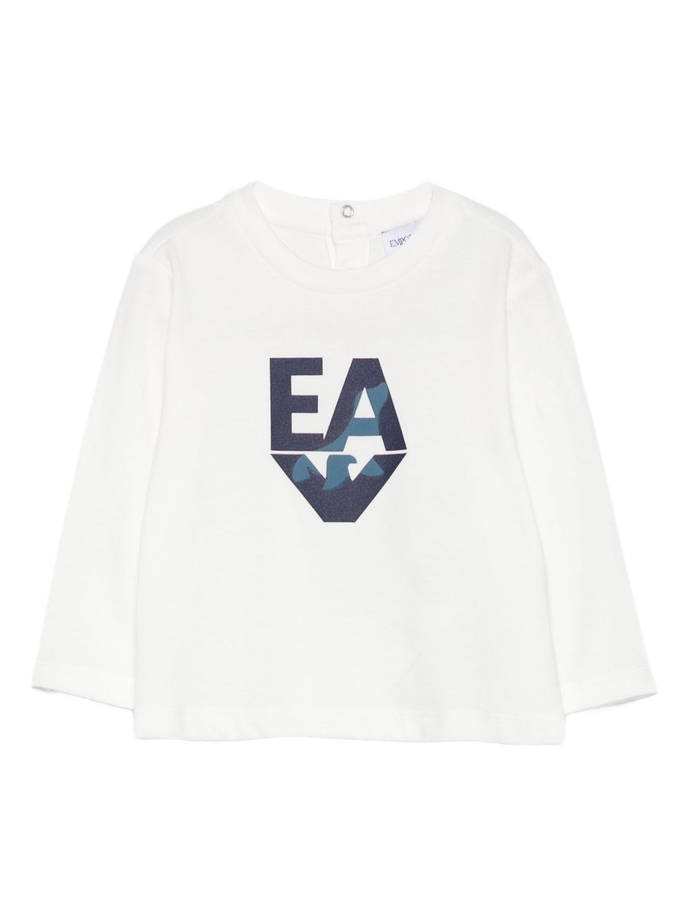 T-shirt per neonato Emporio Armani Kids bianca con logo sul davanti EB000827 AF14503 U0003 EMPORIO ARMANI KIDS