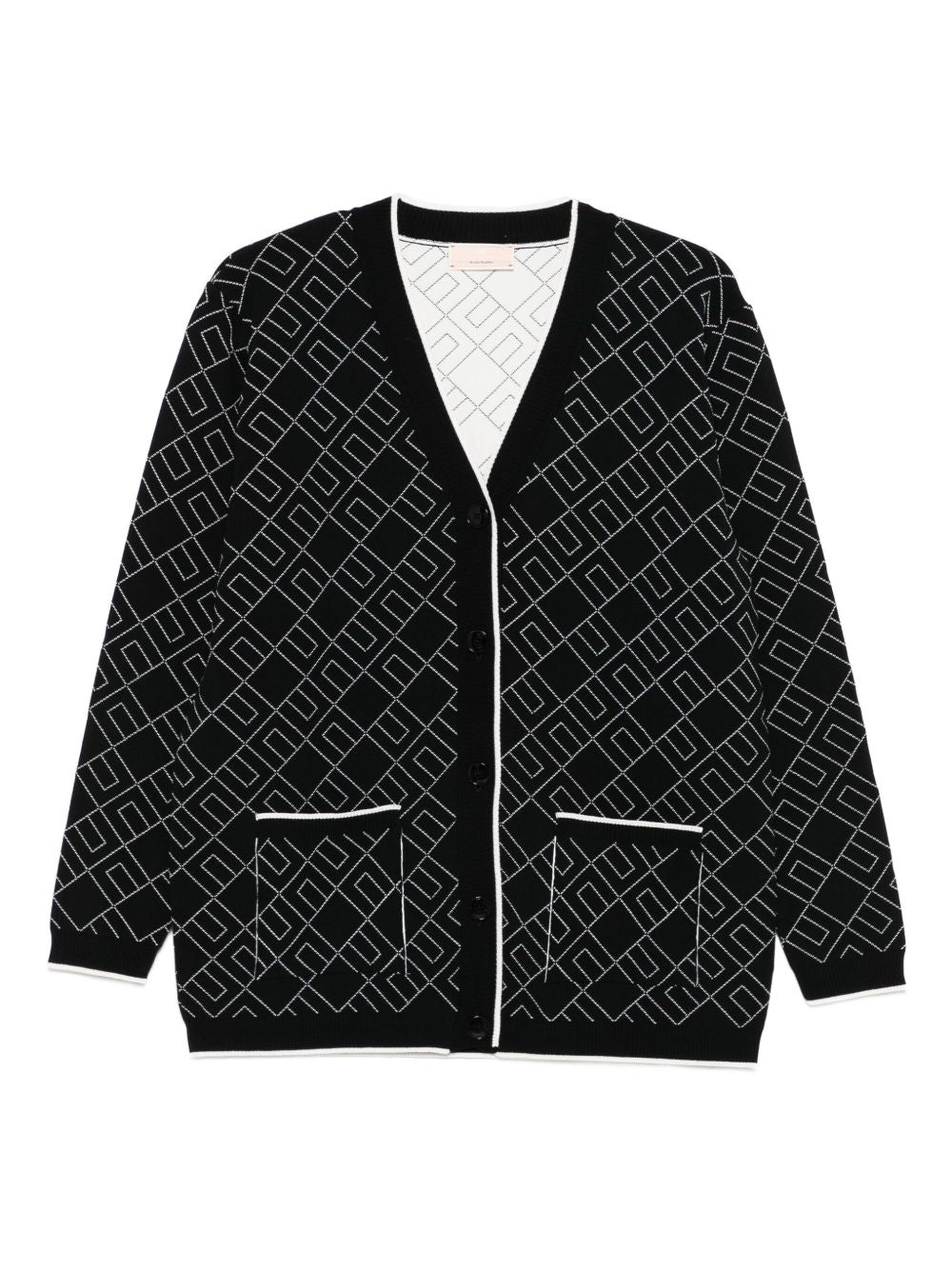 Cardigan per bambina Elisabetta Franchi La Mia Bambina nero con motivo logo all-over EFMA182CFL229 D748 ElISABETTA FRANCHI KIDS