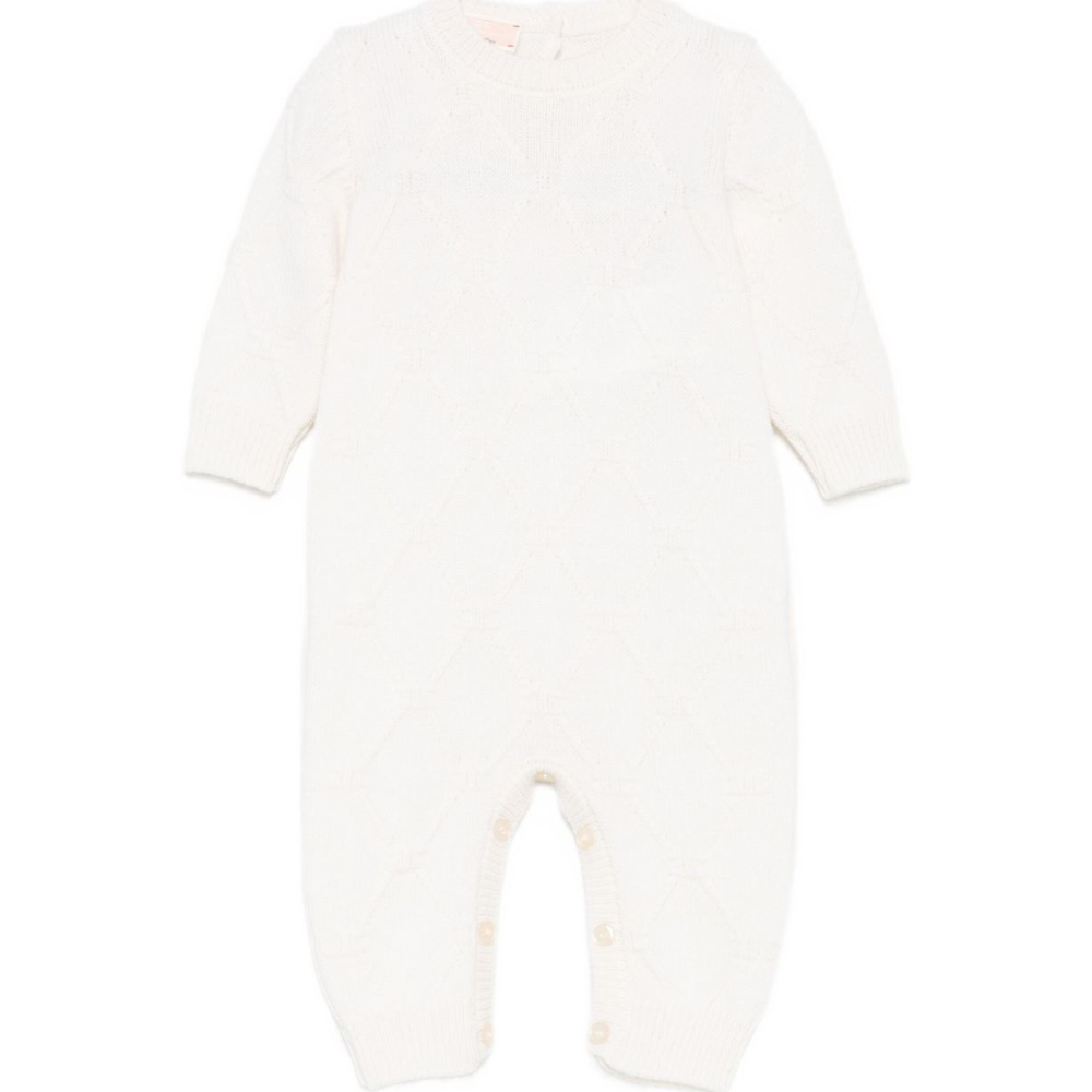 Tutina per neonata Elisabetta Franchi La Mia Bambina bianca con maglia a rombi ENTU134CFL230 0033 ElISABETTA FRANCHI KIDS