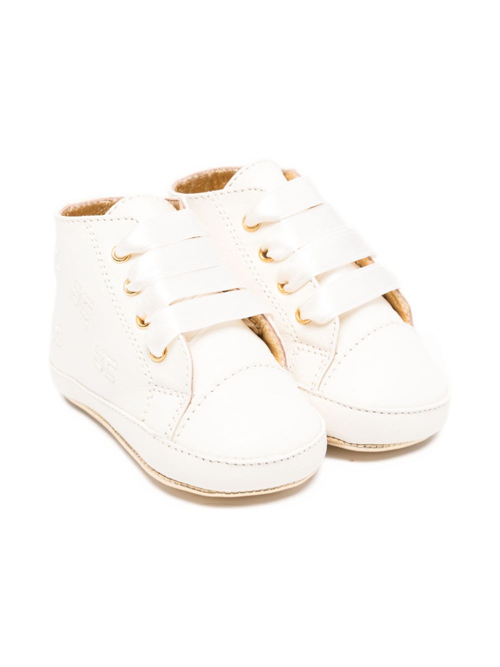 Sneakers per neonata Elisabetta Franchi La Mia Bambina bianche con dettagli color oro F0A9E03191731 138 ElISABETTA FRANCHI KIDS