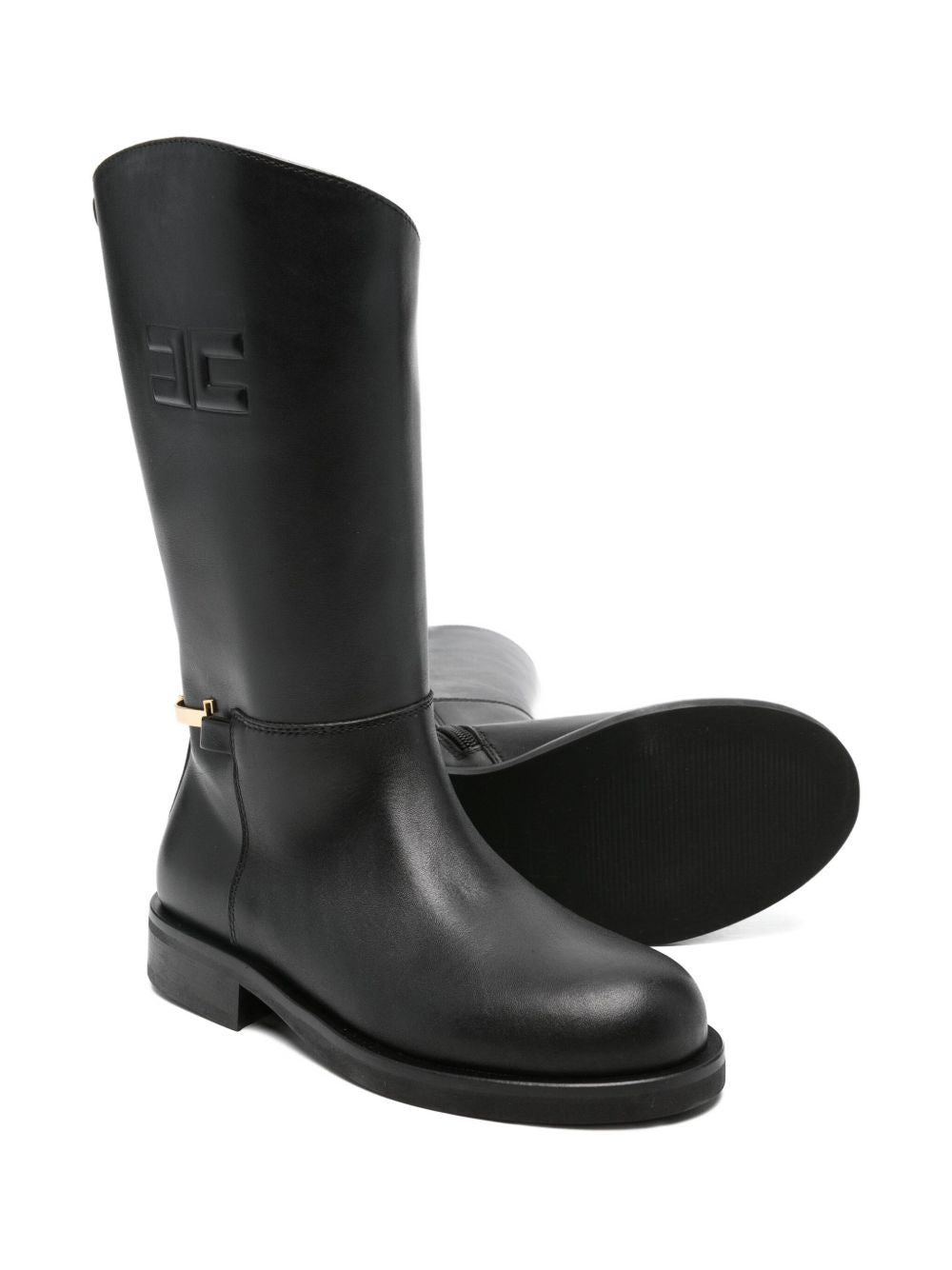 Stivali per bambina Elisabetta Franchi La Mia Bambina neri con logo goffrato F4A6E04491251 930 ElISABETTA FRANCHI KIDS
