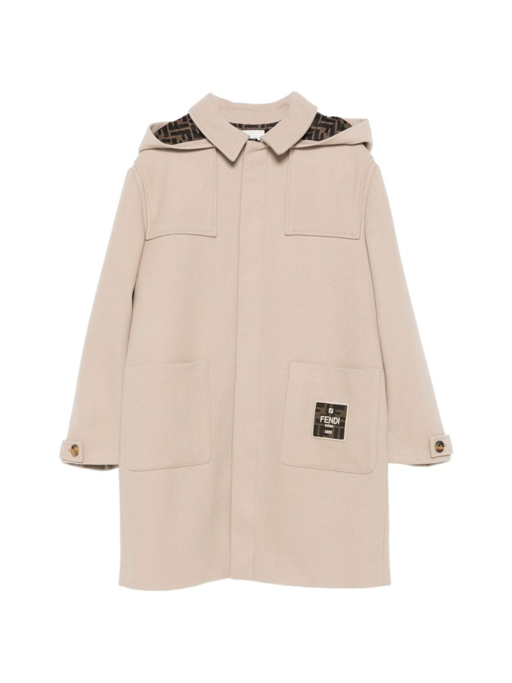 Cappotto per bambino Fendi Kids beige con applicazione con logo JUA244 AUKO F1P2N FENDI KIDS