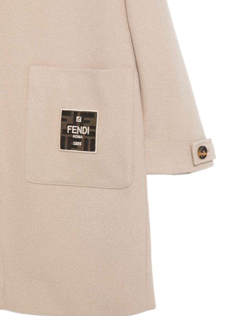 Cappotto per bambino Fendi Kids beige con applicazione con logo JUA244 AUKO F1P2N FENDI KIDS