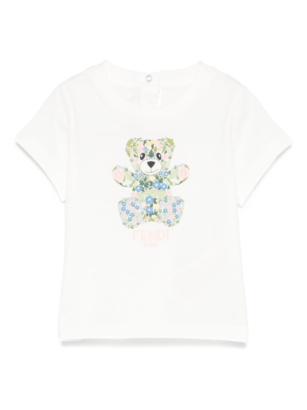 T-shirt per neonata Fendi Kids bianco con stampa Teddy Bear BFI171 7AJ F0TU9 FENDI KIDS