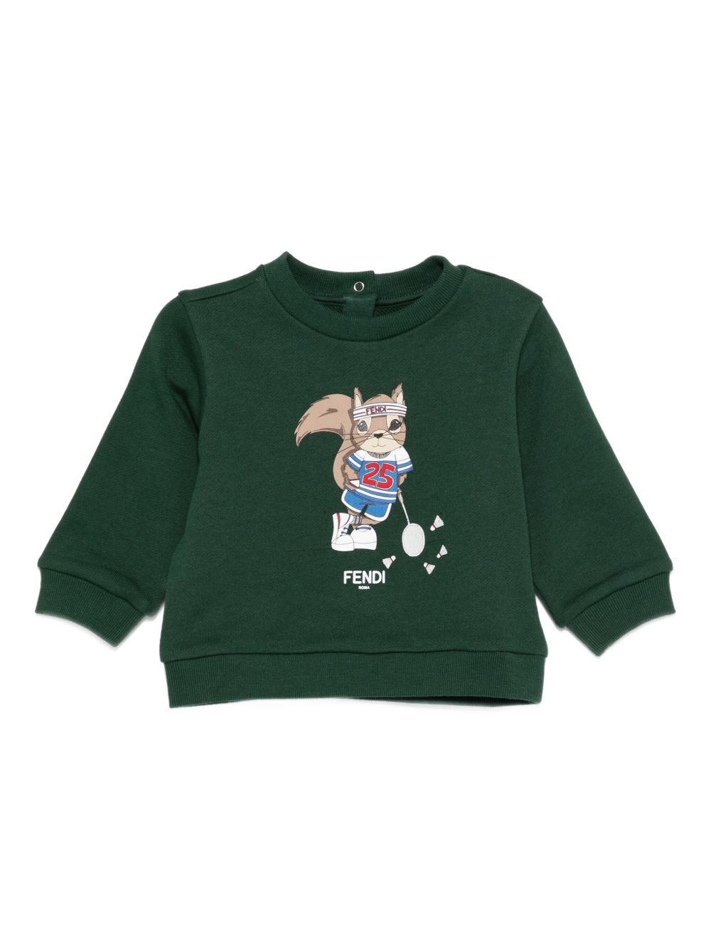 Felpa per neonati Fendi Kids verde con grafica con scoiattoli BMH082 5V0 F0E3J FENDI KIDS