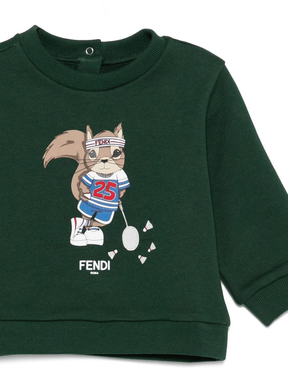 Felpa per neonati Fendi Kids verde con grafica con scoiattoli BMH082 5V0 F0E3J FENDI KIDS