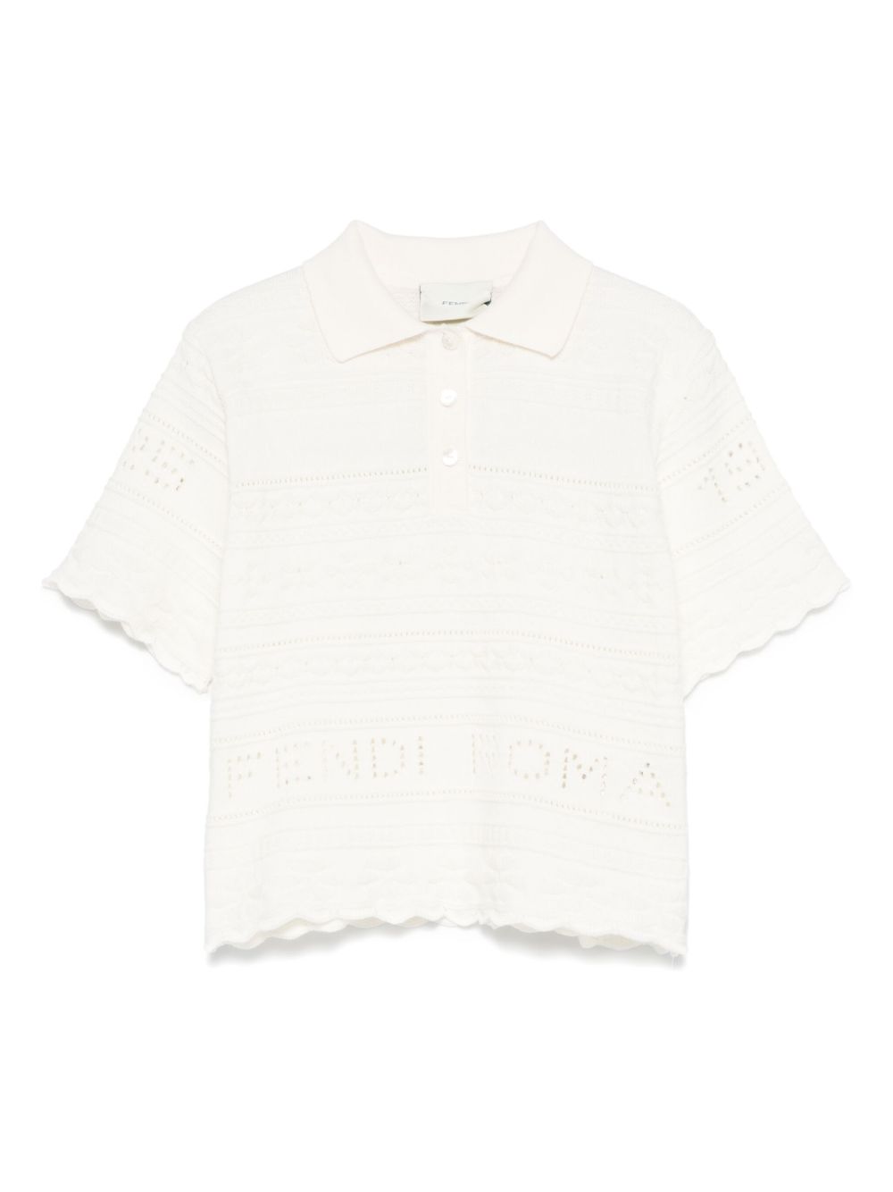 Polo per bambina Fendi Kids beige chiaro con design traforato JFG219 AUKM F0TU9 FENDI KIDS