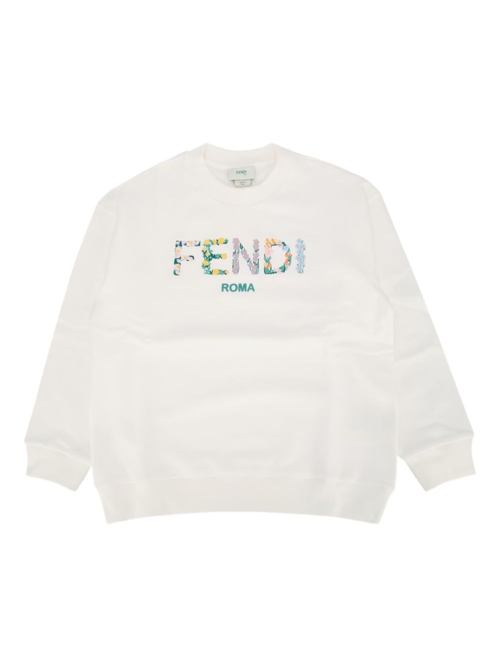 Felpa per bambino Fendi Kids bianco con stampa logo JFH159 5V0 F0TU9 FENDI KIDS
