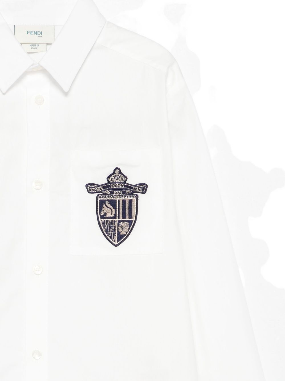 Camicia per bambino Fendi Kids bianca con scudo ricamato JMC200 A31W F0TU9 FENDI KIDS